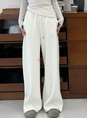 桑蚕丝•绵羊毛｜euri时尚简约气质宽松直筒阔腿裤-MY5519
