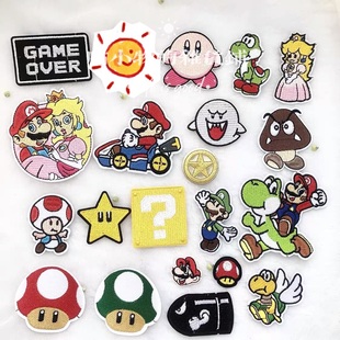 熨烫自粘超级马里奥星之比卡刺绣布贴徽章辅料衣服洞补丁 包邮