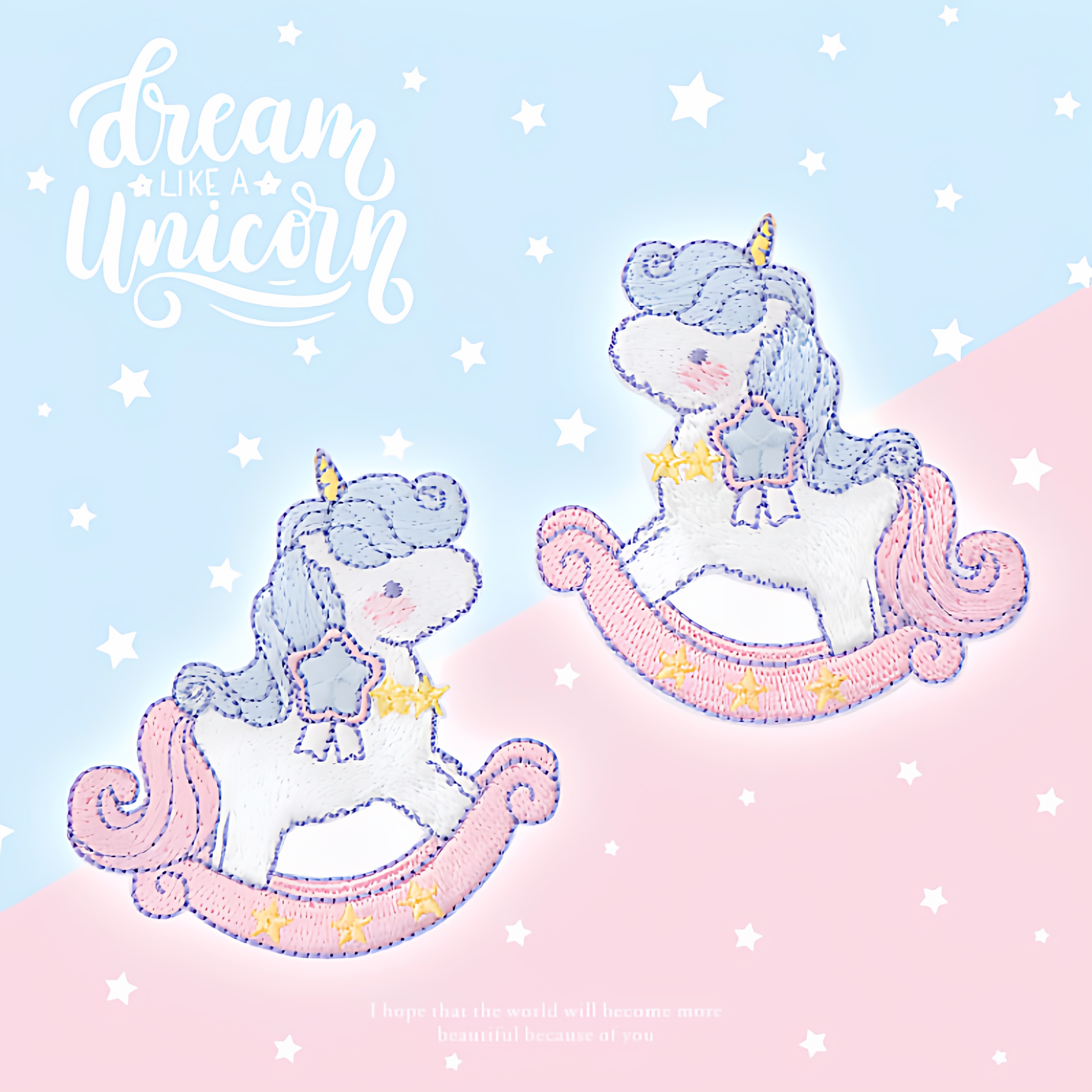 自粘款独角兽可爱摇马童年跨境可缝对称t恤外套裤补丁刺绣布贴