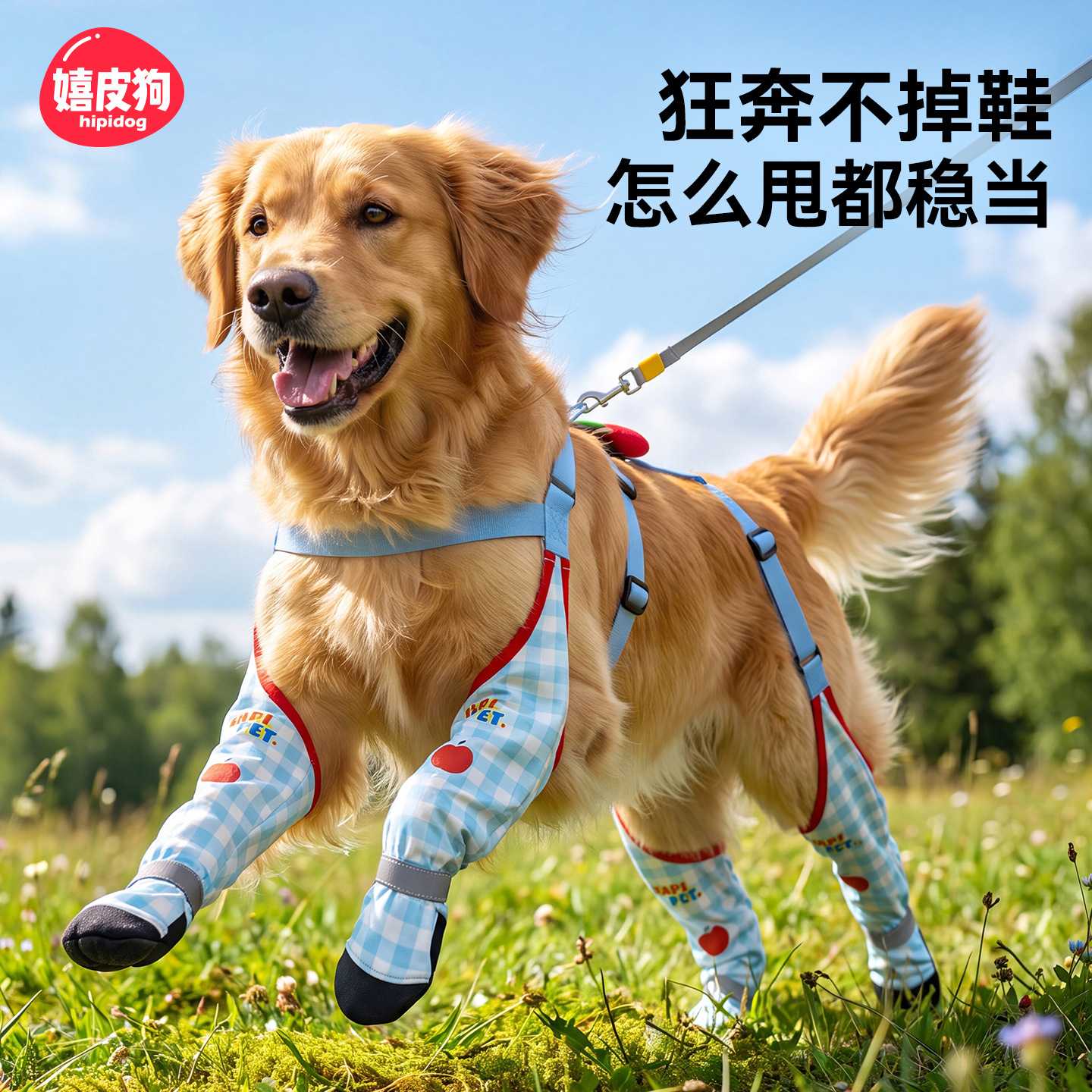 狗狗雨鞋大型犬金毛边牧狗狗鞋子外出防水防脏脚套背带鞋宠物不掉