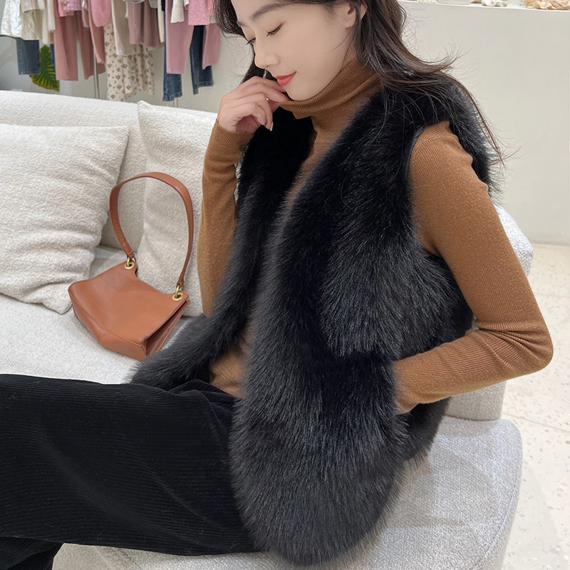皮草马甲女短款2025秋冬新款韩版仿狐狸毛背心坎肩外套仿兔毛马夹