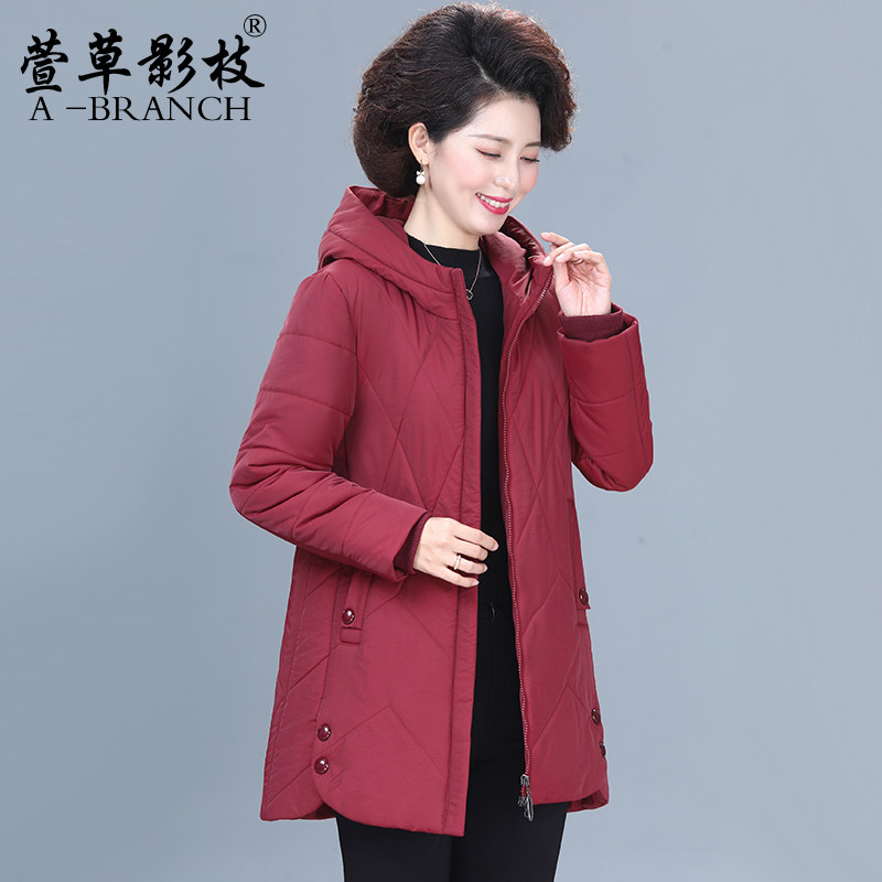 中老年人秋冬装棉服外套加厚大码妈妈棉衣女连帽中长款50多岁棉袄