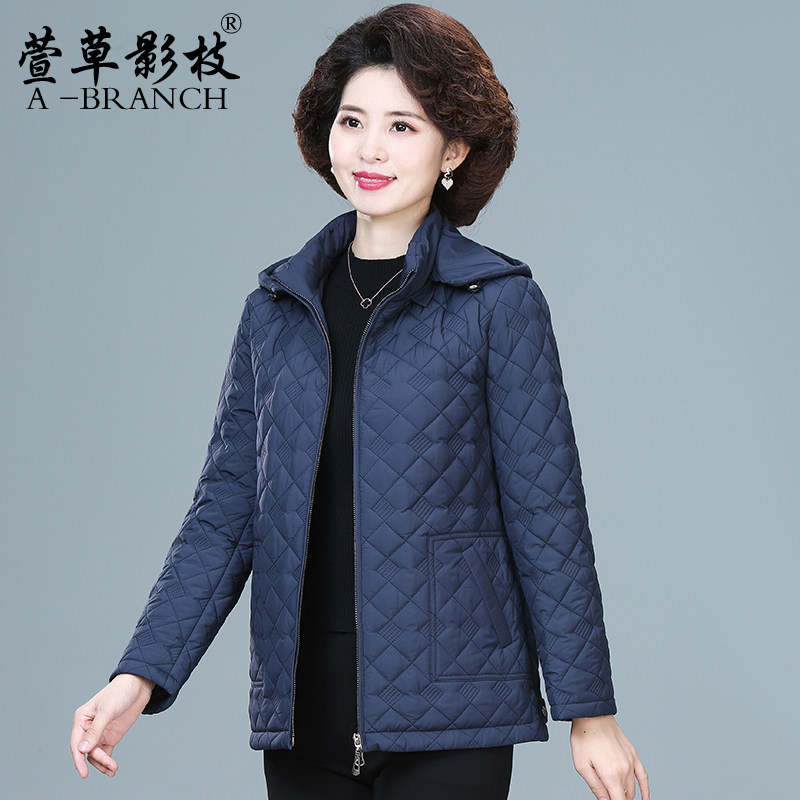 大码妈妈秋冬装棉服外套中老年女洋气棉衣小个子棉袄薄款夹棉上衣