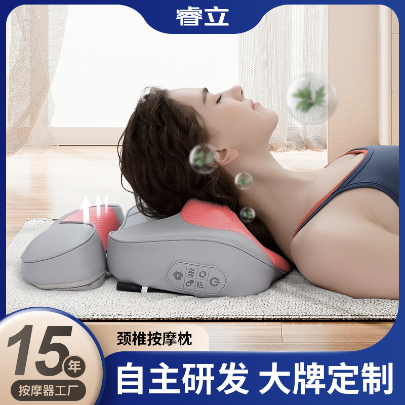 颈椎按摩枕加热按摩仪腰部气囊腰椎颈部家用揉捏按摩器肩颈按摩枕