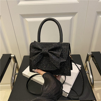 芊舒祺新款时尚亮晶晶蝴蝶结晚宴手提包时尚少女迷你单肩斜挎小包