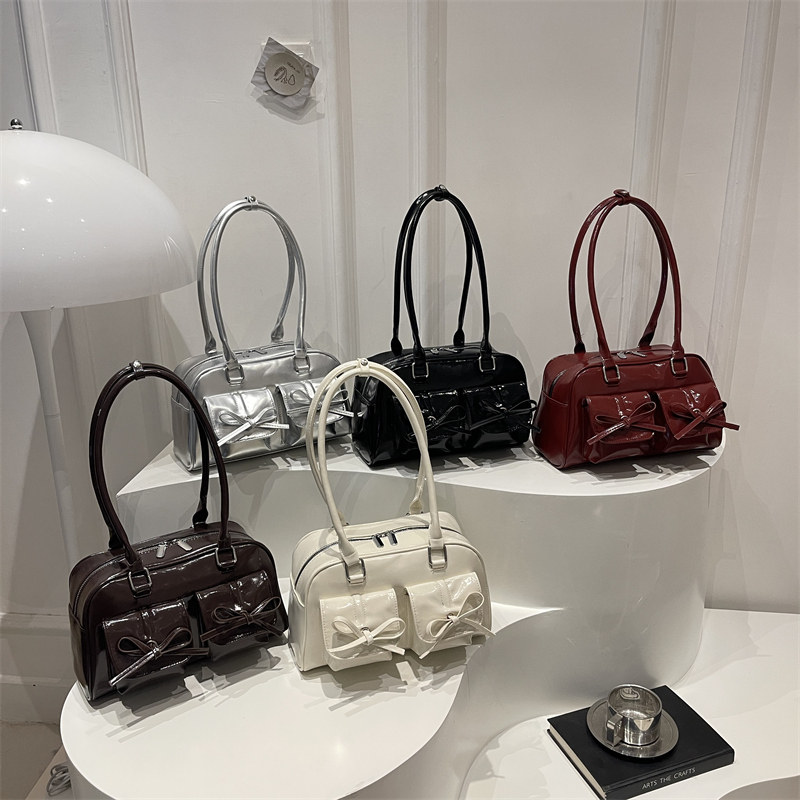 芊舒祺小众复古手提保龄球包女2026新款蝴蝶结腋下包波士顿包时尚,箱包皮具/热销女包/男包,腋下包,淘宝优惠券,粉丝福利购,淘宝优惠卷