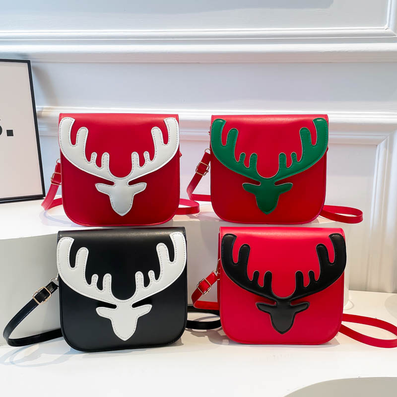 芊舒祺2025新款圣诞麋鹿造型小马鞍包女单肩斜挎包可爱创意迷你包