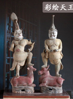 仿古陶器彩绘天王俑镇墓兽大全老物件复制汉代影视道具艺术品收藏
