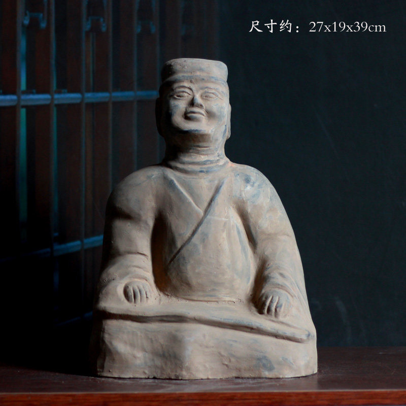仿古陶器人物俑汉代陶俑客厅摆件古物复制品礼品古玩古董装饰品