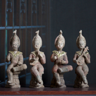 唐代陶俑人物摆件仿古手绘画彩陶器古玩老物件收藏艺术品文物复制