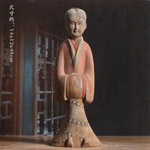 汉代人物俑家居饰品古典博古架摆件国风文物复制工艺品陶俑乐器