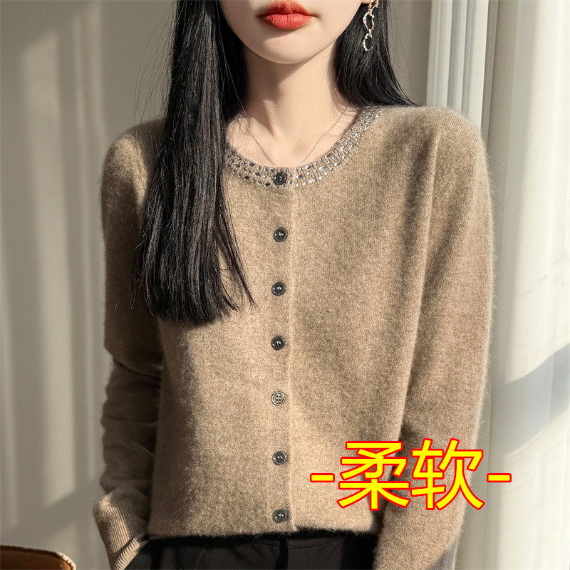 圆领开衫女毛衣宽松外搭小外套