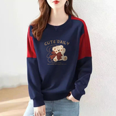 外贸出口清仓纯棉长袖 圆领休闲打底上衣潮 时尚 气质卫衣女秋季 新款