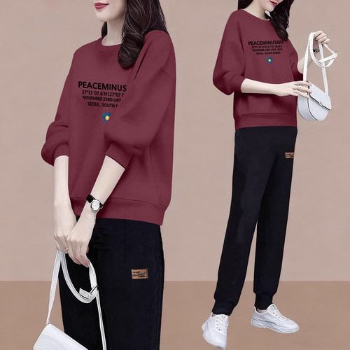 纯棉长袖卫衣休闲运动套装女秋