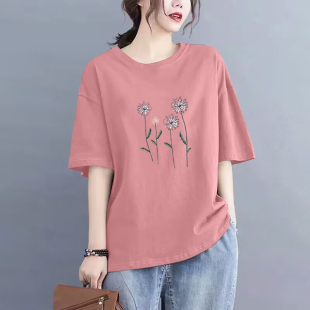 短袖 限时亏本清仓 100%纯棉夏季 花型颜色可选 印花T恤上衣女 多款