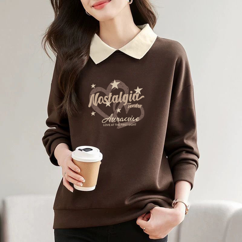 纯棉女装长袖时尚卫衣春季POLO领