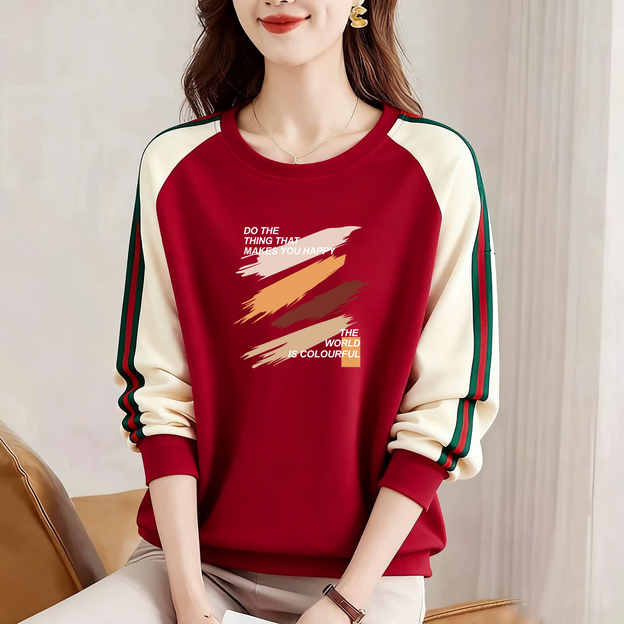 纯棉秋冬长袖打底卫衣女上衣