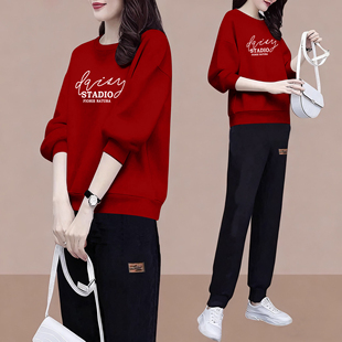 品牌外贸清仓纯棉秋冬运动休闲套装女气质时尚宽松卫衣卫裤两件套