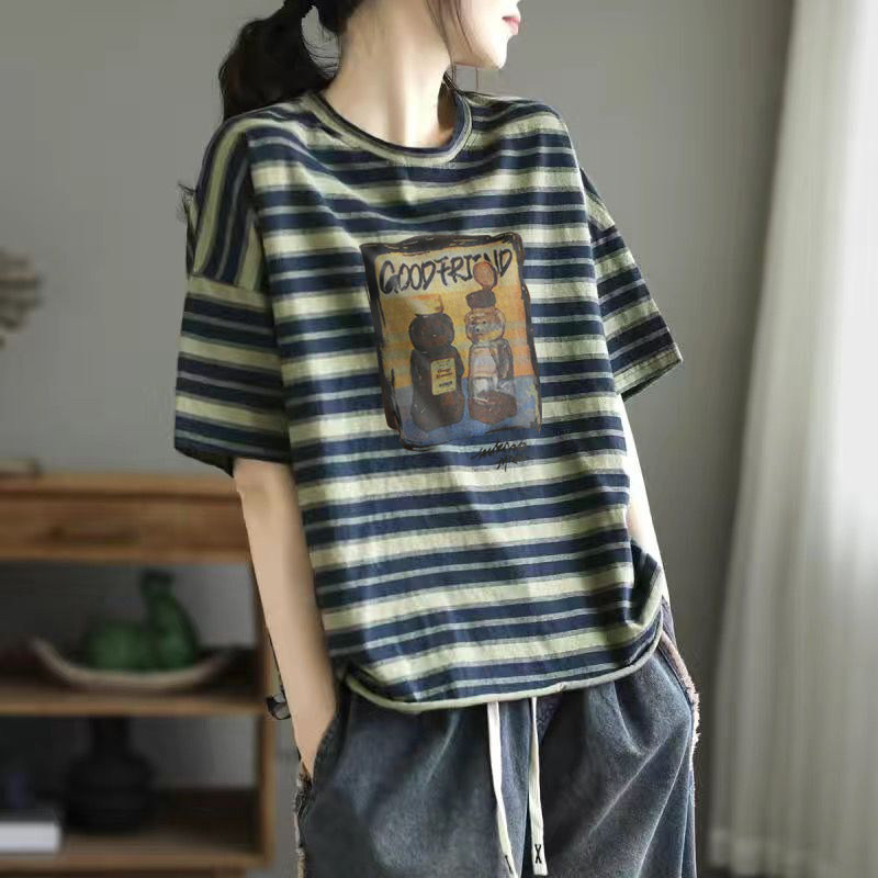 短袖复古常规纯棉女性图片