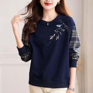 打底卫衣潮 休闲气质上衣秋休闲宽松时尚 外贸出口清仓纯棉女装 长袖