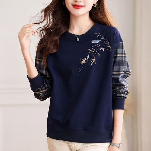 纯棉女装长袖休闲气质上衣秋