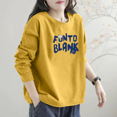 印花卫衣秋时尚 品牌折扣店清仓女装 100%纯棉长袖 减龄休闲宽松上衣