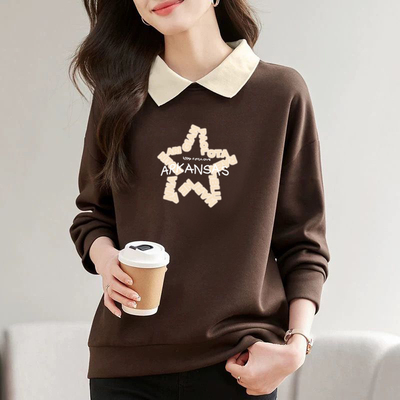 纯棉翻领长袖卫衣休闲洋气