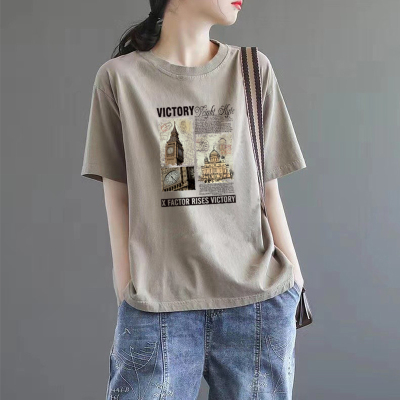 100%纯棉短袖t恤女夏季减龄