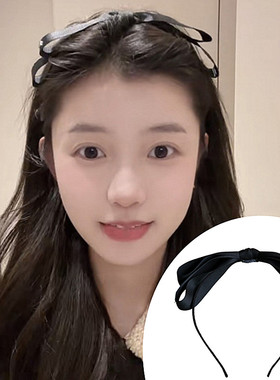 宅女气质立体蝴蝶结发箍女新款黑色头箍发饰小红书少女高颅顶发卡