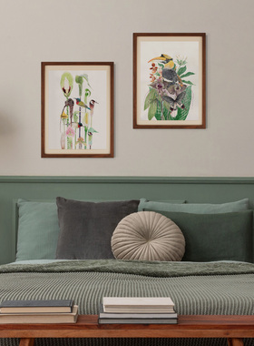 daparo花鸟装饰画手绘水彩家居软装氛围感中式博物复制画微喷田园