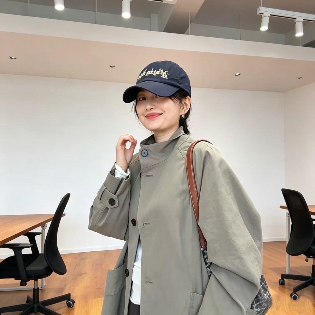 【柳条儿】韩剧女主易打理抗皱廓风衣