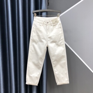 减龄显瘦百搭老爹裤 韩版 哈伦九分裤 女26年春夏新款 杏色高腰牛仔裤