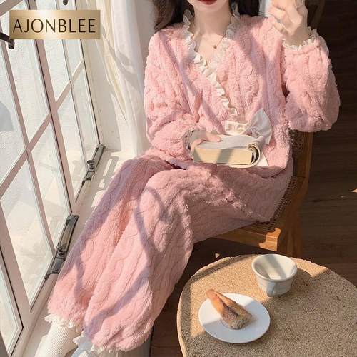 睡衣女秋冬季珊瑚绒加厚加绒甜美公主风2024新款冬天法兰绒家居服