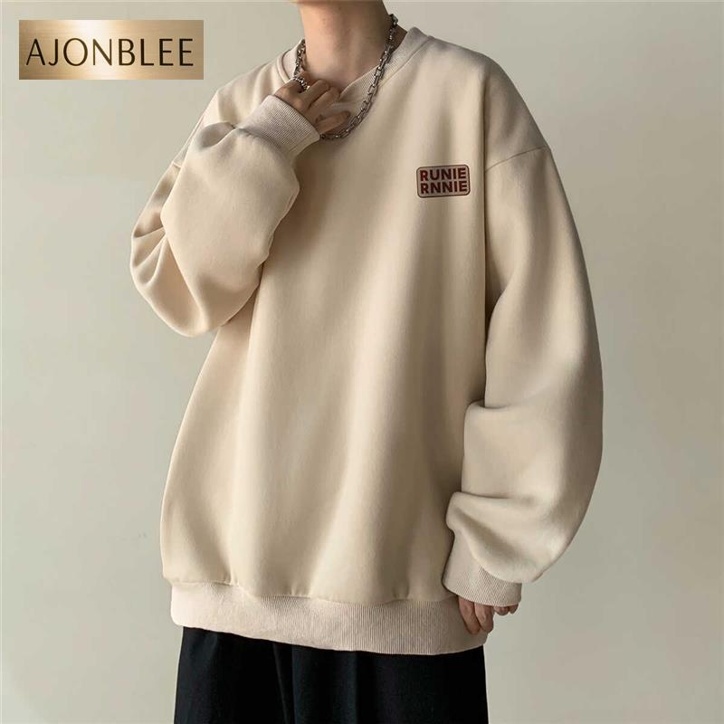 美式纯棉圆领卫衣男士大码宽松潮牌重磅秋冬休闲无帽套头外套上衣