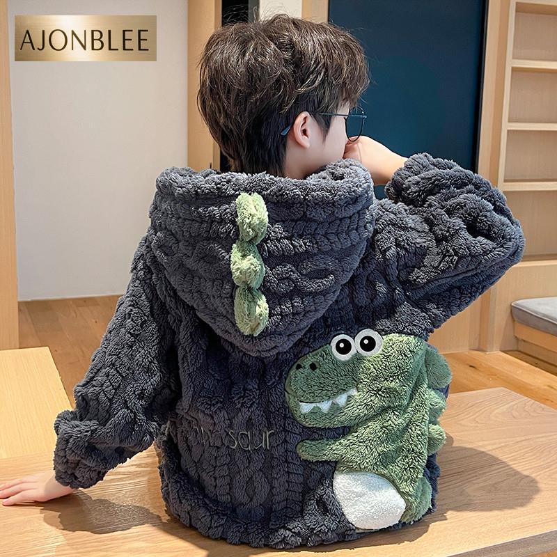 儿童睡衣男孩秋冬珊瑚绒女中大童保暖加厚法兰绒比卡丘家居服套装