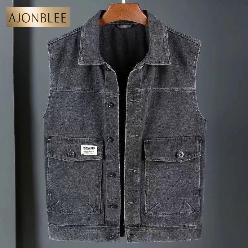 秋季牛仔外套马甲男士美式复古马夹坎肩无袖背心工装潮流百搭夹克