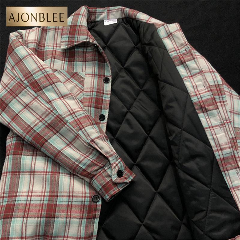 美式夹克棉衣男生潮流穿搭复古格子翻领外套男女新年衣服红色棉袄