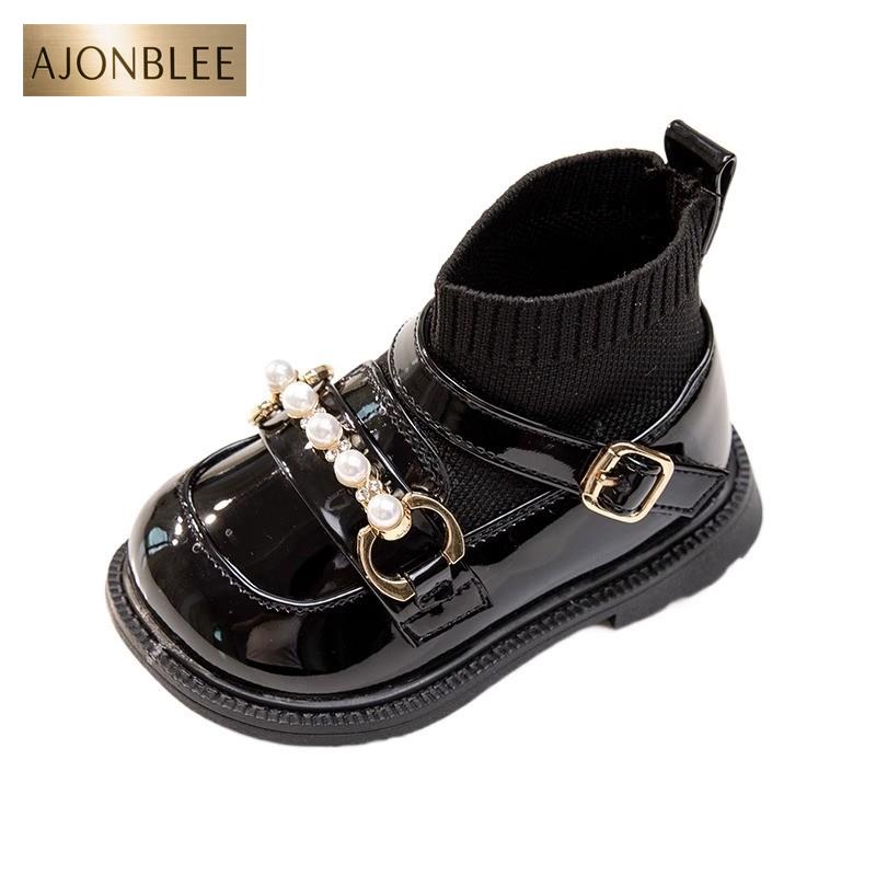 女宝宝袜靴秋冬季婴幼童学步鞋儿童小皮靴女童软底公主鞋皮面短靴