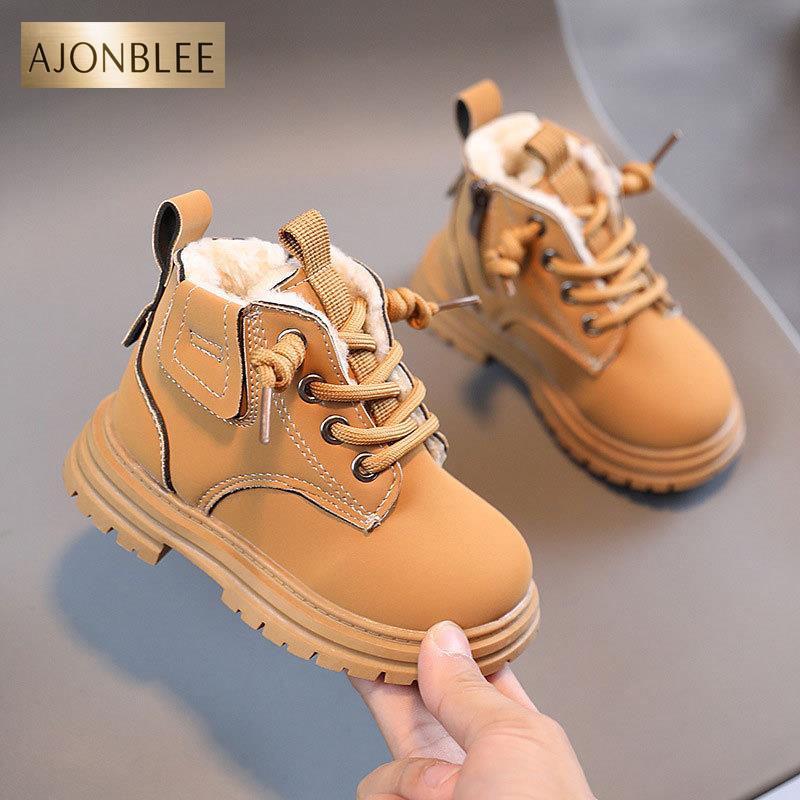 男童马丁靴2024冬季新款儿童棉靴加绒加厚宝宝软底短靴保暖雪地靴