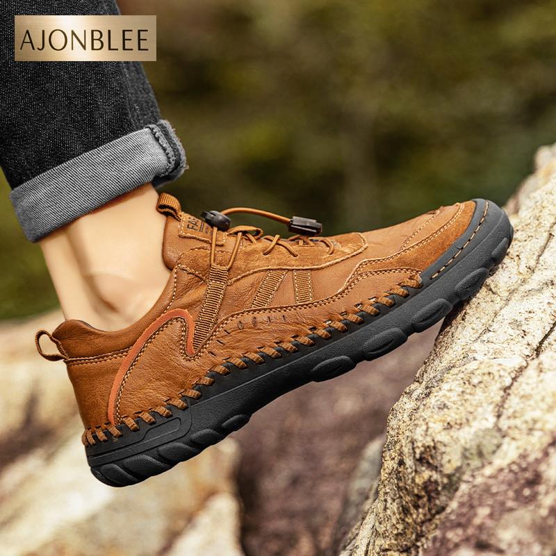 男鞋新款真皮软底休闲皮鞋户外运动时尚百搭鞋子防水防滑