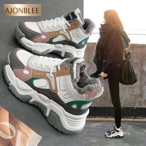 棉鞋女2025冬季新款厚底高帮老爹鞋子外穿加绒保暖女鞋轻便雪地靴