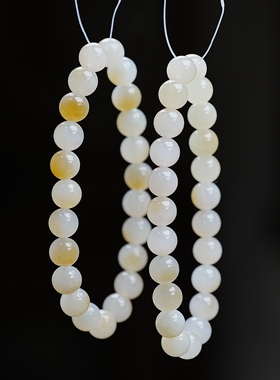 丝绸之路。新疆且末和田玉糖白玉8毫米圆珠手链 白度好 配证书