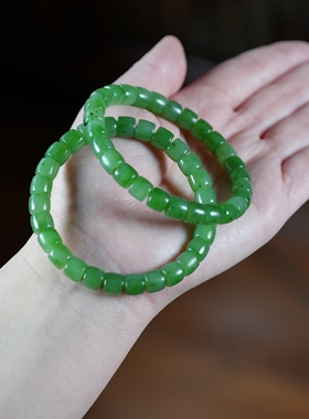 春雨洗过的太阳。俄碧玉乌兰海苹果绿猕猴桃8乘7直切手链串女