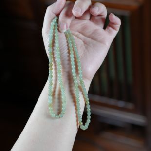 且末小油膏。新疆且末料和田玉蓝糖5毫米多圈手项链女