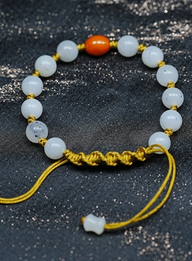 素年锦时。新疆青花籽料和田玉8毫米圆珠古董蜜蜡枣珠手链绳 T3