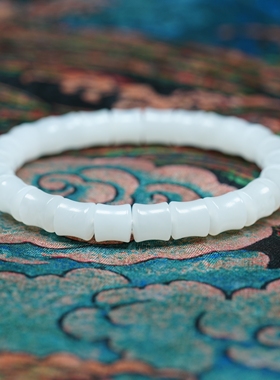 不可居无竹。新疆且末和田玉羊脂白玉一级白竹节手链串女