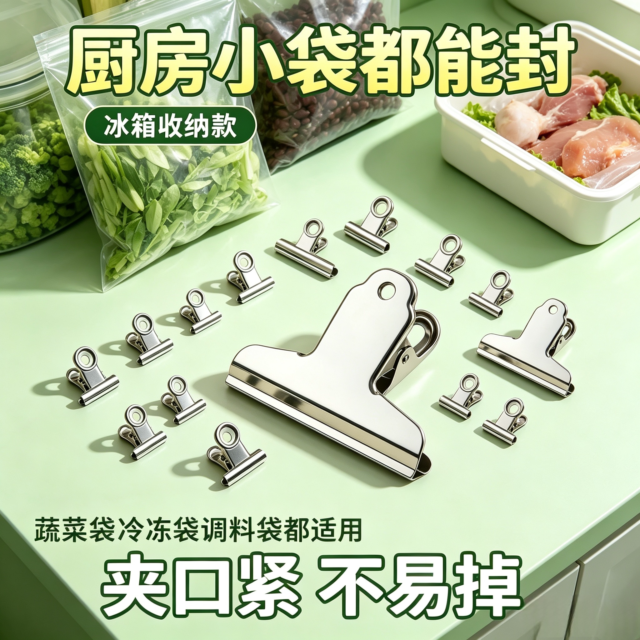 大号食品封口夹防潮保鲜袋用图片