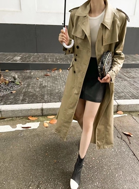 秋冬新款风衣中长款双排扣百搭款时尚精品宽松版型人气热卖女款美