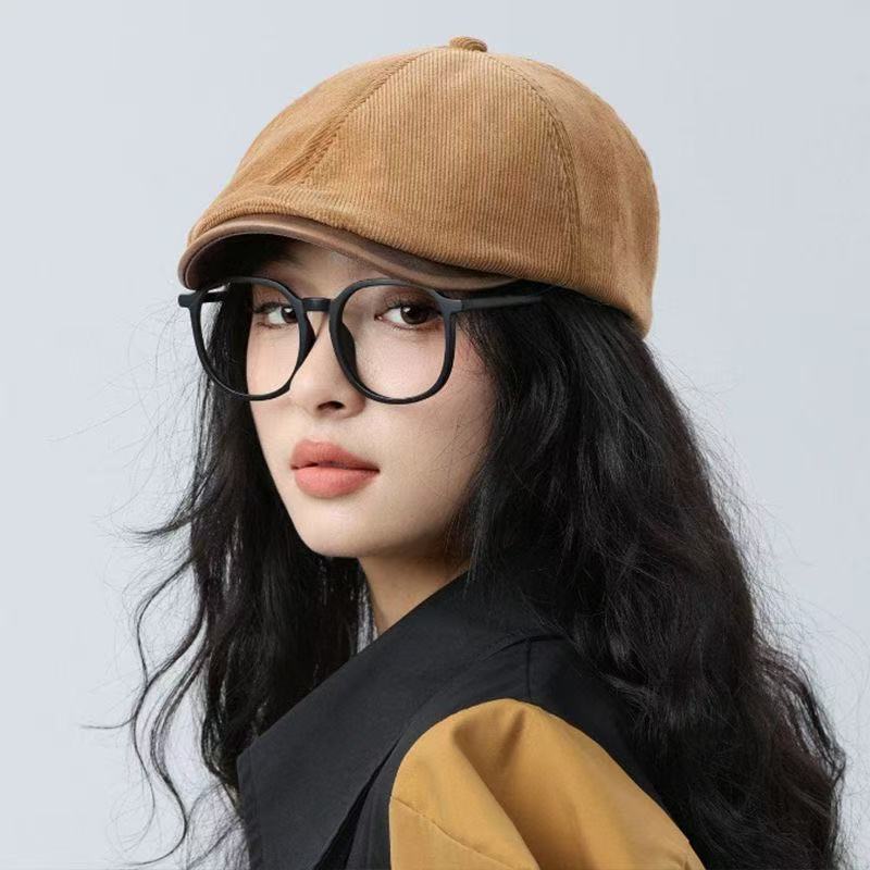 2026女款新款反戴前进帽秋冬复古画家帽子大头围显脸小鸭嘴帽