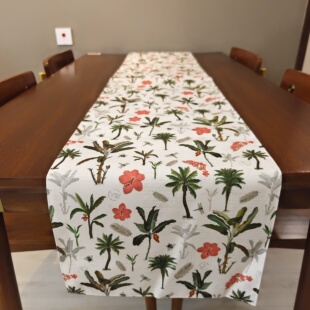 出口原单桌旗桌带花卉长条巾电视柜巾多用撘巾双层面料做工精细